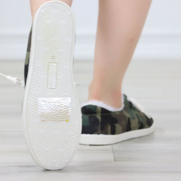 Camouflage Women's Flat Sneakers Canvas Lace Up Round Toe Warm Knit Lining - Picture 13 of 13